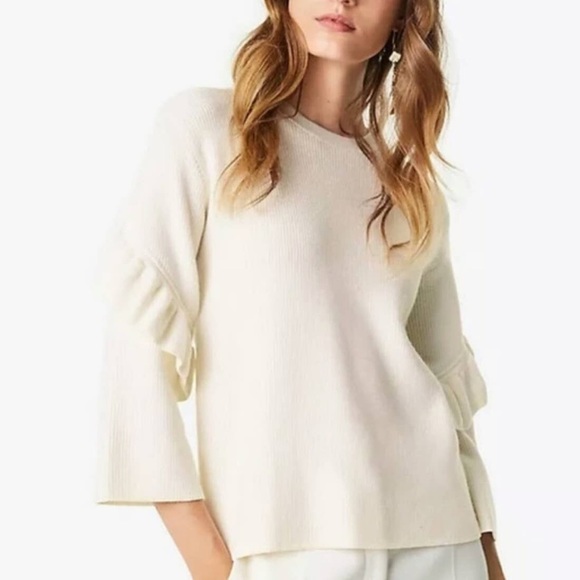 Tory Burch Sweaters - Tory Burch Ashley Ruffle-Trimmed Sleeves Wool Blend Sweater Size Small